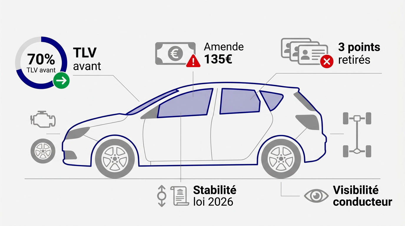 Infographie sur la r�glementation des vitres teint�es et la s�curit� automobile