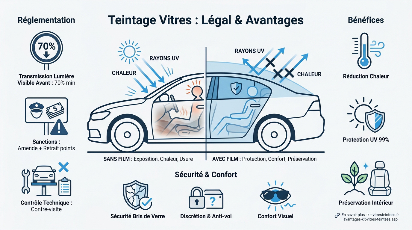 Contrôle de la transmission de lumière sur des vitres teintées de voiture